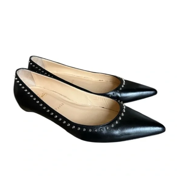 Christian Louboutin Anjalina leather spike flatsRETAIL 695